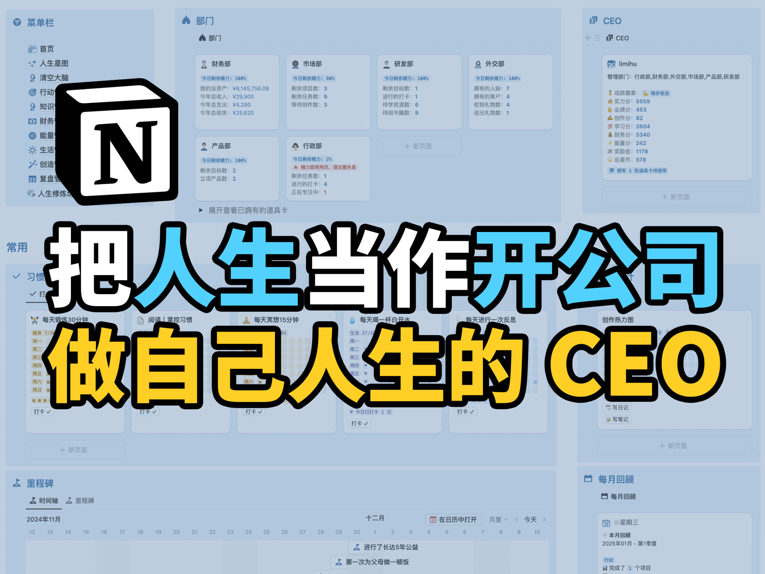 李迷糊limihu-我的游戏人生,太酷啦|Notion模板教程